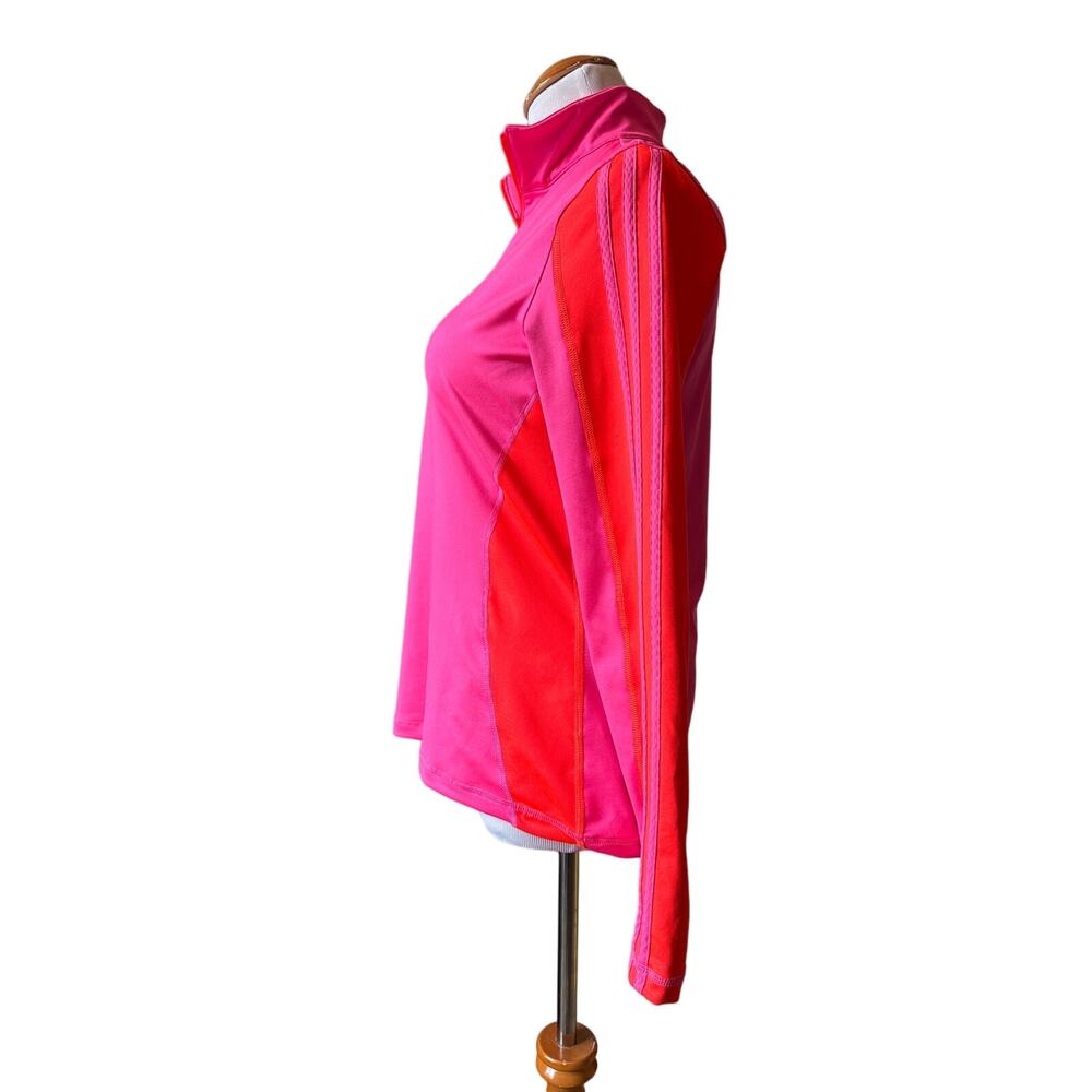 Adidas Women's Climalite Essentials Quarter-Zip Top Solar Pink/Solar Red Medium - Picture 2 of 6